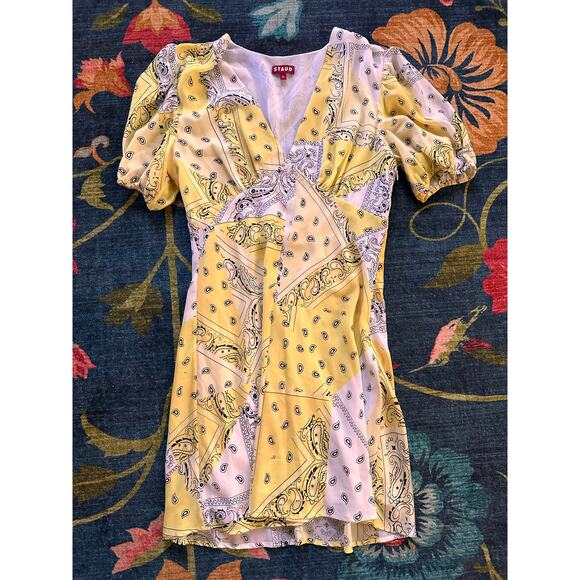 Staud Milla Printed Mini Dress Size 10 - Picture 2 of 6